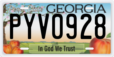GA license plate PYV0928