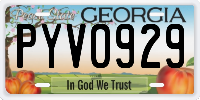 GA license plate PYV0929