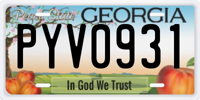 GA license plate PYV0931