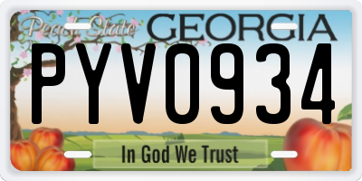 GA license plate PYV0934