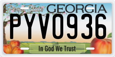 GA license plate PYV0936