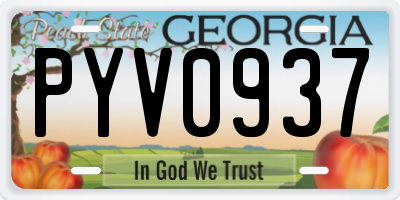 GA license plate PYV0937