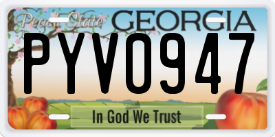 GA license plate PYV0947