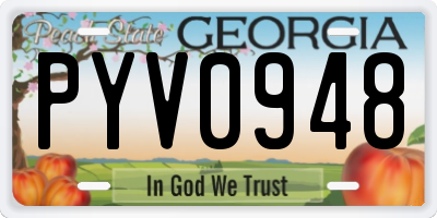 GA license plate PYV0948