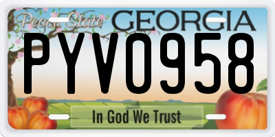 GA license plate PYV0958