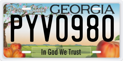 GA license plate PYV0980