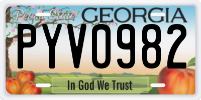 GA license plate PYV0982