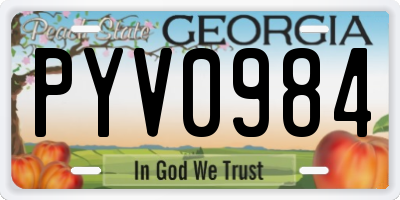 GA license plate PYV0984