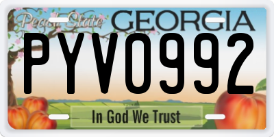 GA license plate PYV0992