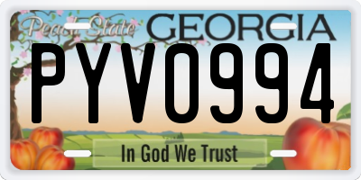 GA license plate PYV0994