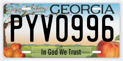 GA license plate PYV0996