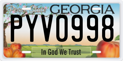 GA license plate PYV0998