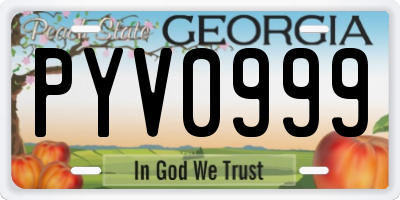 GA license plate PYV0999