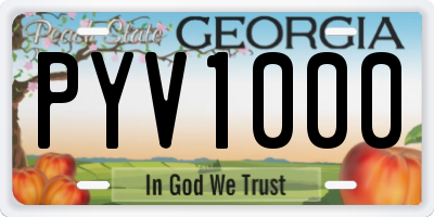 GA license plate PYV1000