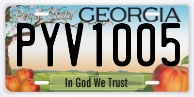 GA license plate PYV1005