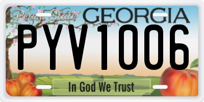 GA license plate PYV1006