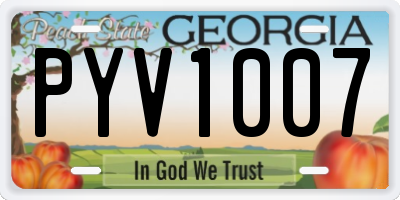 GA license plate PYV1007