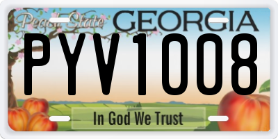 GA license plate PYV1008
