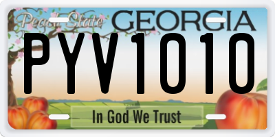 GA license plate PYV1010