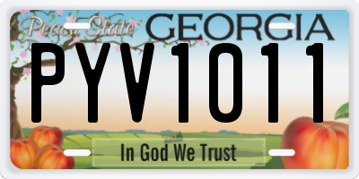 GA license plate PYV1011