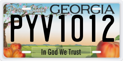 GA license plate PYV1012
