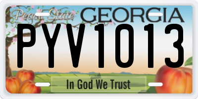 GA license plate PYV1013