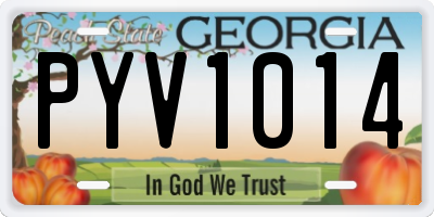 GA license plate PYV1014