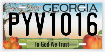 GA license plate PYV1016