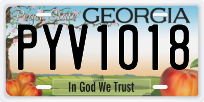 GA license plate PYV1018