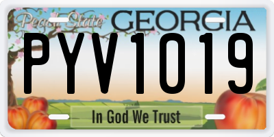 GA license plate PYV1019