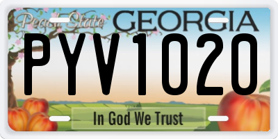 GA license plate PYV1020