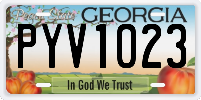 GA license plate PYV1023