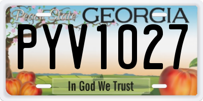 GA license plate PYV1027