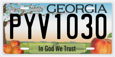 GA license plate PYV1030