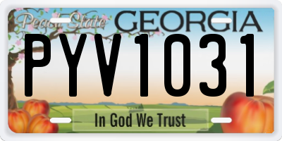 GA license plate PYV1031