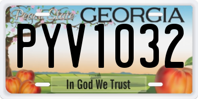 GA license plate PYV1032