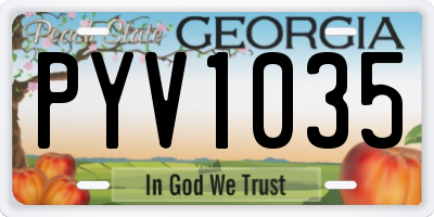 GA license plate PYV1035