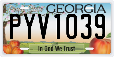 GA license plate PYV1039