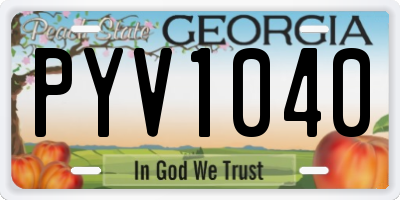 GA license plate PYV1040