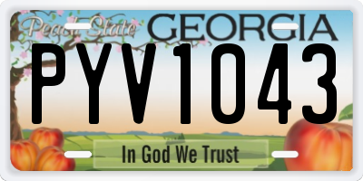 GA license plate PYV1043