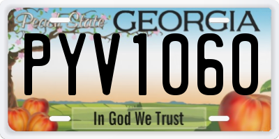 GA license plate PYV1060