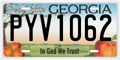 GA license plate PYV1062