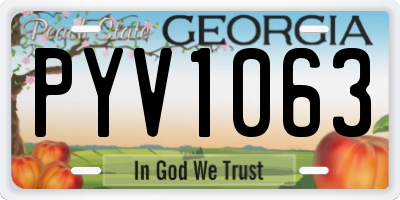 GA license plate PYV1063