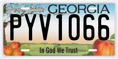 GA license plate PYV1066