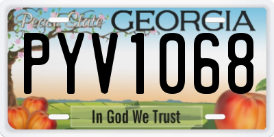 GA license plate PYV1068
