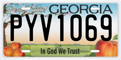 GA license plate PYV1069