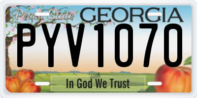GA license plate PYV1070