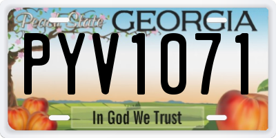 GA license plate PYV1071