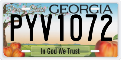 GA license plate PYV1072