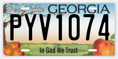 GA license plate PYV1074